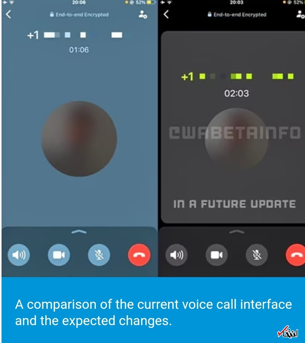 تماس صوتی واتس اپ به روزرسانی می&zwnj;شود
