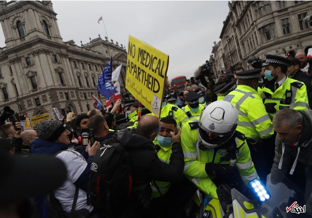 تظاهرات ضد واکسن در لندن به خشونت کشیده شد